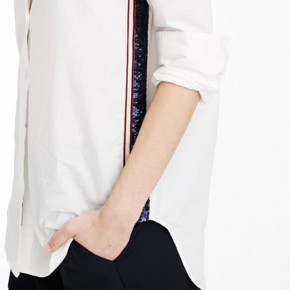 Jcrew White Cotton Button Down With Side Detail - image 2